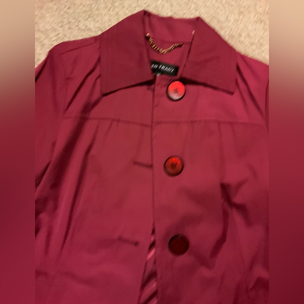 Ellen Tracy Women's Burgundy Trench Coat - Picture 2 of 5